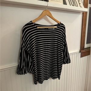 Worthington black blouse, Cotton, Medium, puff sleeves